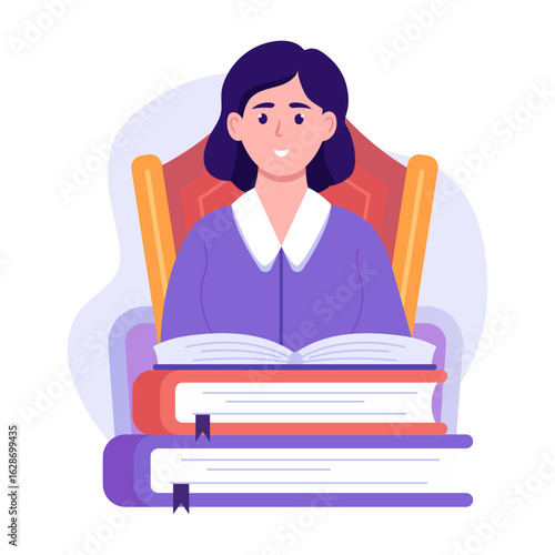 A flat style illustration depicting female lawyer