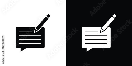 Write comment icon flat vectors. set of silhouette vectors