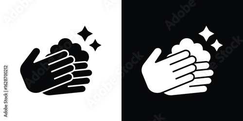 Wash your hands icon flat vectors. set of silhouette vectors