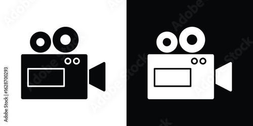 Video camera icon flat vectors. set of silhouette vectors