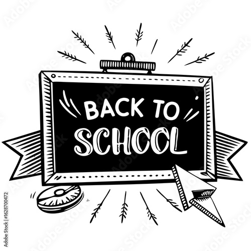 Back to School Chalkboard: A classic chalkboard design with the words Back to School prominently displayed, accented with a simple school-themed elements