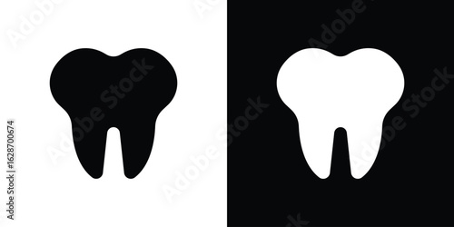 Tooth icon flat vectors. set of silhouette vectors