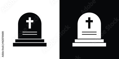Tombstone icon flat vectors. set of silhouette vectors