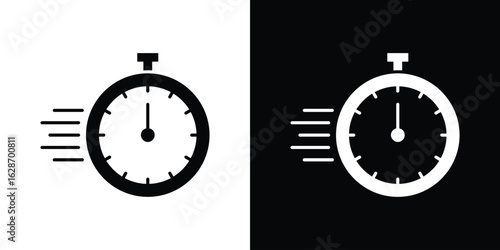 Time fast icon flat vectors. set of silhouette vectors