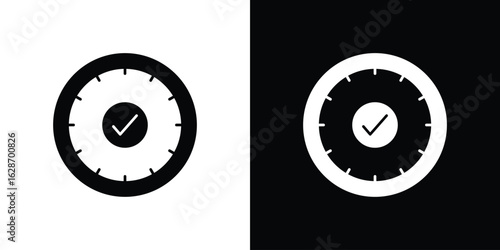 Time check icon flat vectors. set of silhouette vectors
