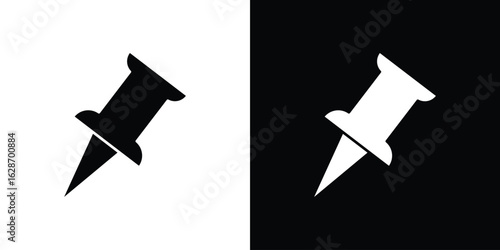 Thumbtack icon flat vectors. set of silhouette vectors