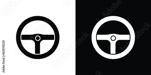 Steering wheel icon flat vectors. set of silhouette vectors