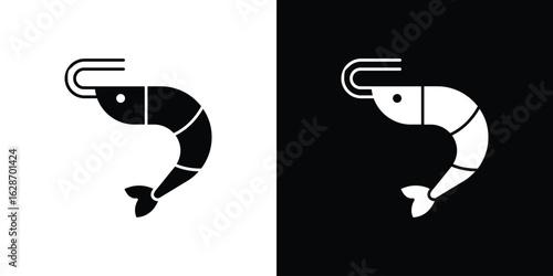 Shrimp icon flat vectors. set of silhouette vectors