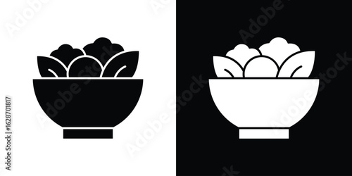 Salad icon flat vectors. set of silhouette vectors