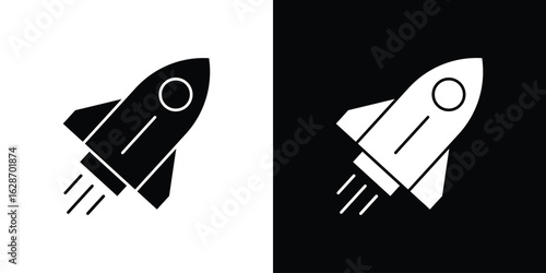 Rocket launch icon flat vectors. set of silhouette vectors