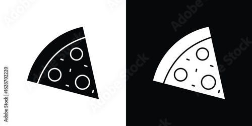 Pizza slice icon flat vectors. set of silhouette vectors