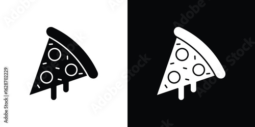 Pizza slice icon flat vectors. set of silhouette vectors