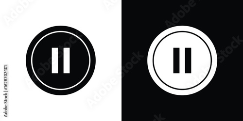 Pause icon flat vectors. set of silhouette vectors