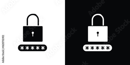 Password icon flat vectors. set of silhouette vectors