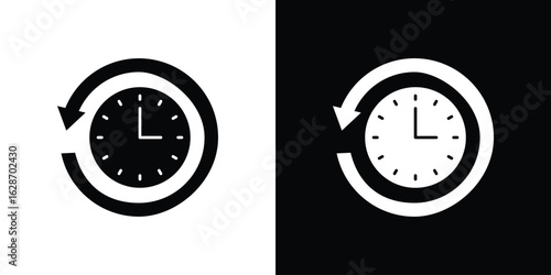 Past time icon flat vectors. set of silhouette vectors