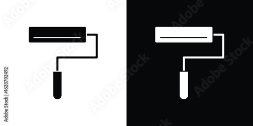 Paint roller icon flat vectors. set of silhouette vectors