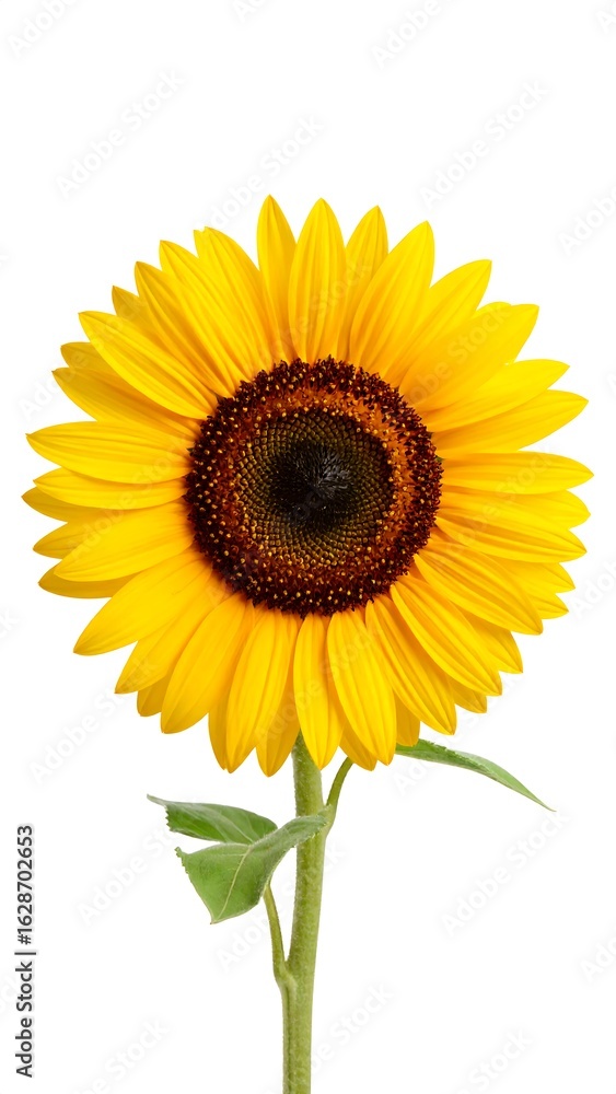 Fototapeta premium Single sunflower against white