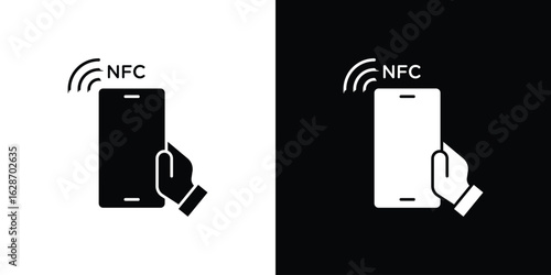 NFC communication icon flat vectors. set of silhouette vectors