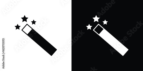 Magic wand icon flat vectors. set of silhouette vectors