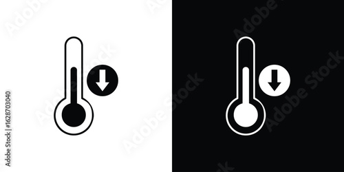 Low Temperature icon flat vectors. set of silhouette vectors