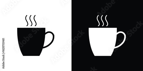 Hot coffee Mug icon flat vectors. set of silhouette vectors