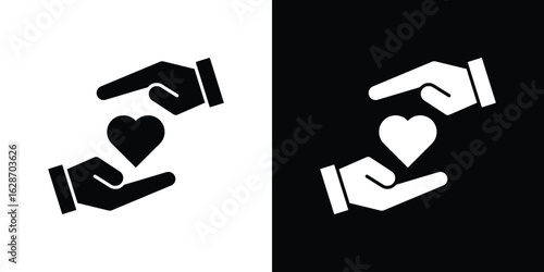 Hand holding heart icon flat vectors. set of silhouette vectors