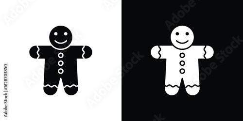 Gingerbread man icon flat vectors. set of silhouette vectors