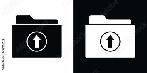 Folder upload icon flat vectors. set of silhouette vectors
