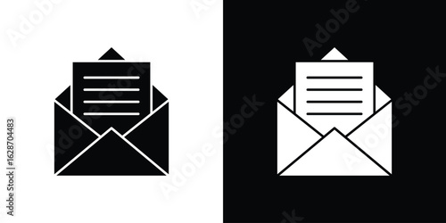 Envelope open icon flat vectors. set of silhouette vectors
