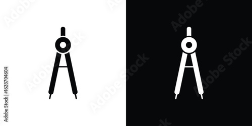 Drafting compass icon flat vectors. set of silhouette vectors