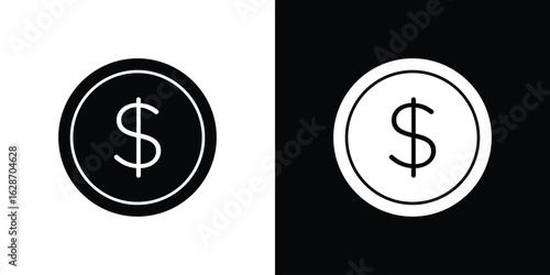 Dollar icon flat vectors. set of silhouette vectors