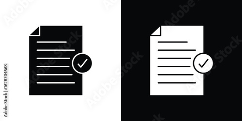 Document accept icon flat vectors. set of silhouette vectors