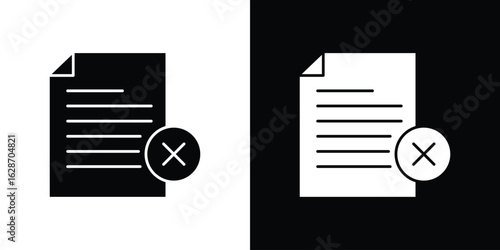 Delete Document icon flat vectors. set of silhouette vectors