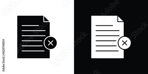 Delete Document icon flat vectors. set of silhouette vectors