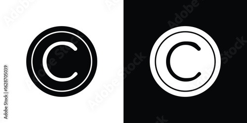Copyright icon flat vectors. set of silhouette vectors