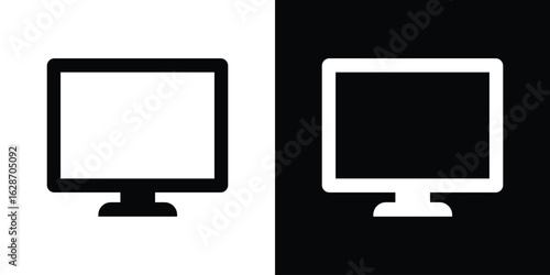 Computer screen icon flat vectors. set of silhouette vectors