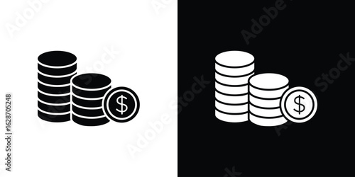 Coins icon flat vectors. set of silhouette vectors