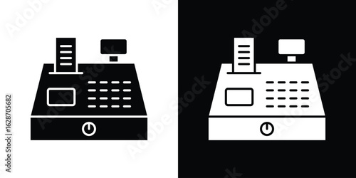 Cash register icon flat vectors. set of silhouette vectors