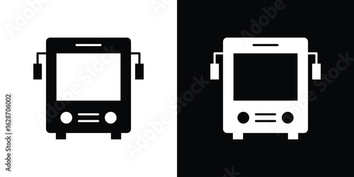 Bus icon flat vectors. set of silhouette vectors