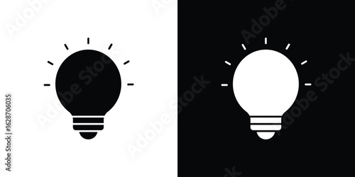 Bulb icon flat vectors. set of silhouette vectors