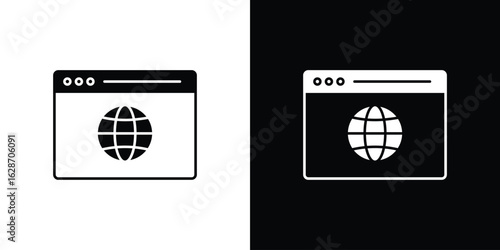 Browser icon flat vectors. set of silhouette vectors