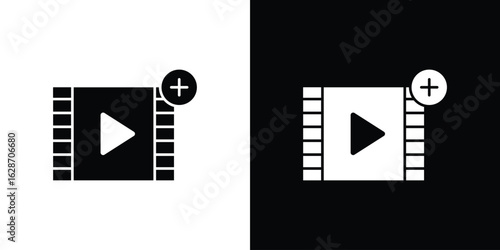Add video icon flat vectors. set of silhouette vectors