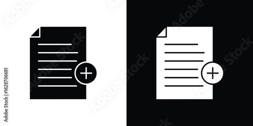 Add document icon flat vectors. set of silhouette vectors