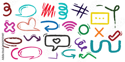 Vector Set of Hand drawn Charcoal arrows icons Arrows mark icon isolated on transparent background Scribble symbols of direction pointers  swirl arrow elements