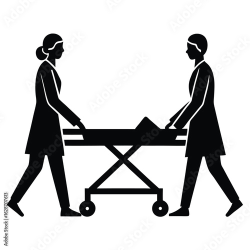 Medical professionals transporting patient on stretcher