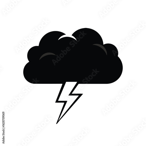 Vector art of black cloud with lightning bolt symbol