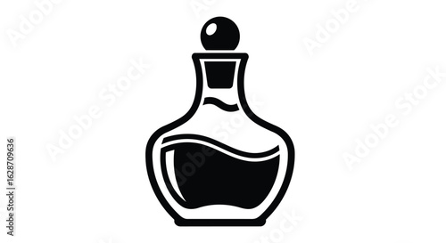 Vector art of glass bottle with liquid isolated on white background