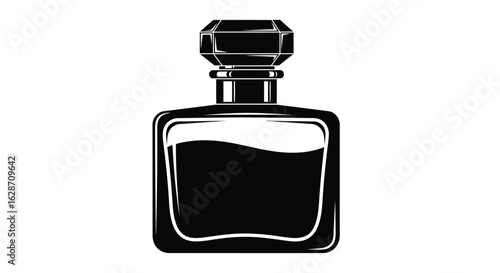 Vector art of rectangular perfume bottle isolated on white background