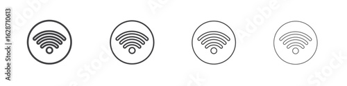 Wifi icon outline drawings. Editable strokes bundle