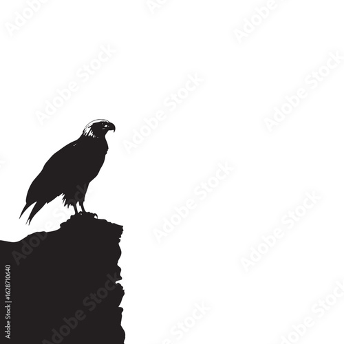 Bold eagle perched firmly on a bare tree branch showcases striking silhouette with transparent background